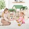 Wooden Corner Dollhouse Playset with 6 Rooms and 36 Pieces for Kids 3+ Years Old - 34" x 14.5" x 32.5" (L x W x H)